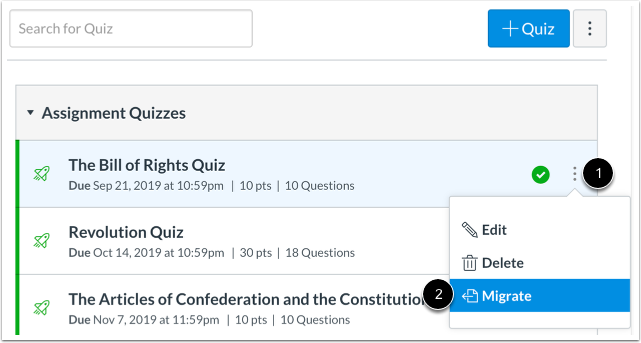 Migrate quizzes screenshot