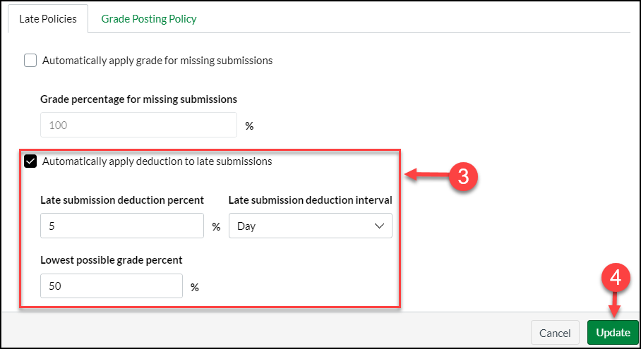 Late Policies example screenshot