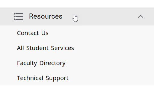 MyWilmU Main Menu Resources