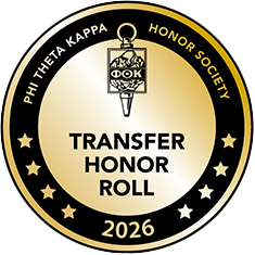 Golden badge with the words Transfers Honor Roll